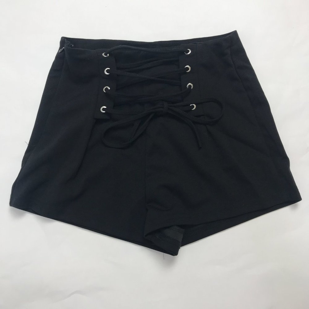 Shein Black Lace Up Shorts